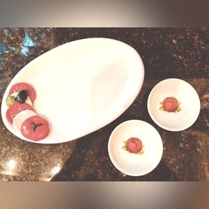 Ceramic Italian Caprese Platter and dipping bowls